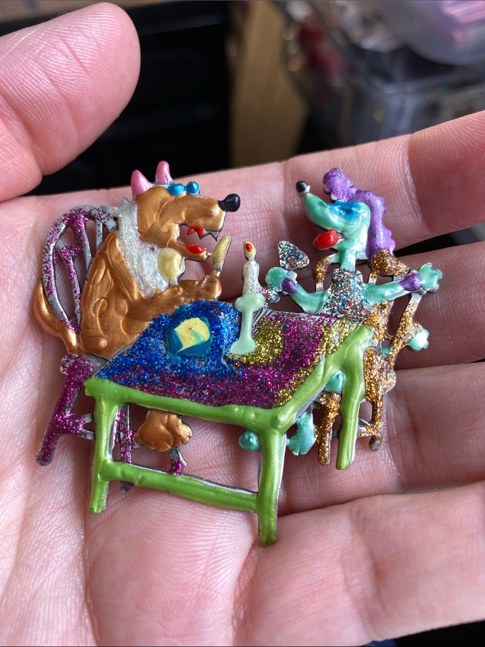 Colorful Animal Tea Party Brooch - Multi-Color